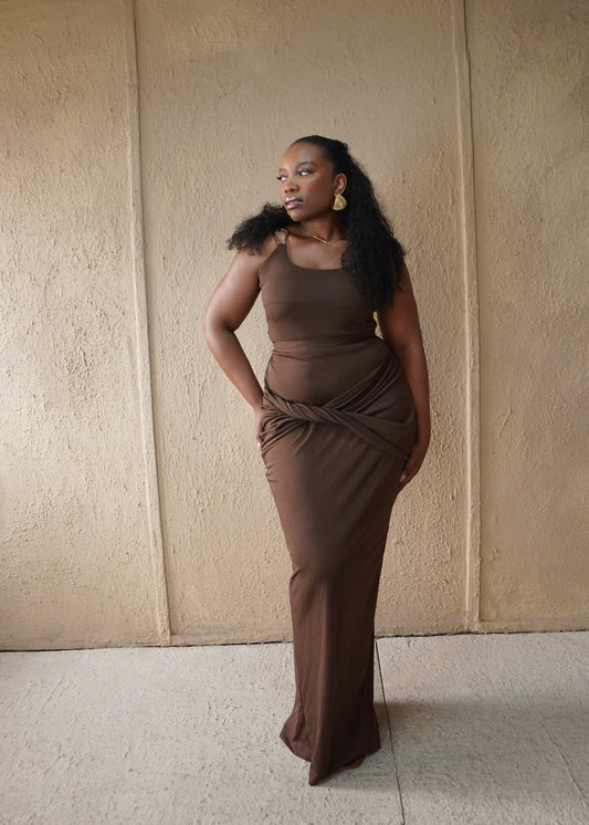 Twist Skirt Brown