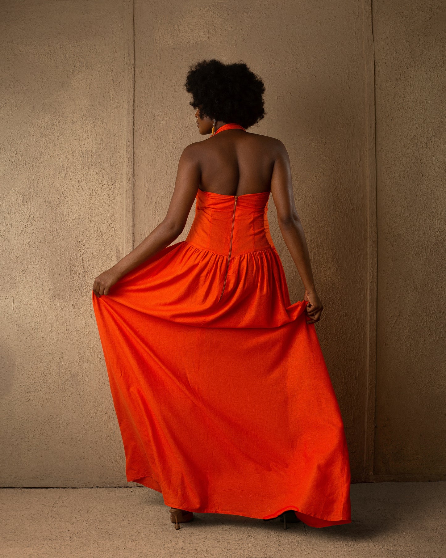 Halter Midi dress Orange
