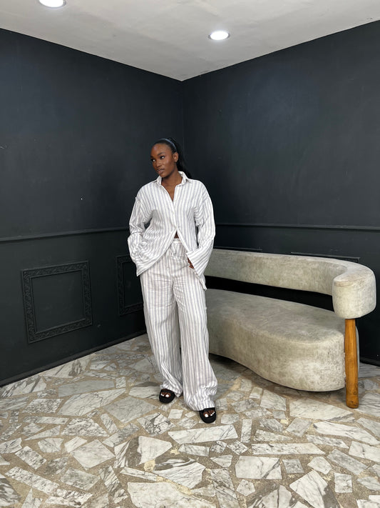 Easy pants linen Blue stripe