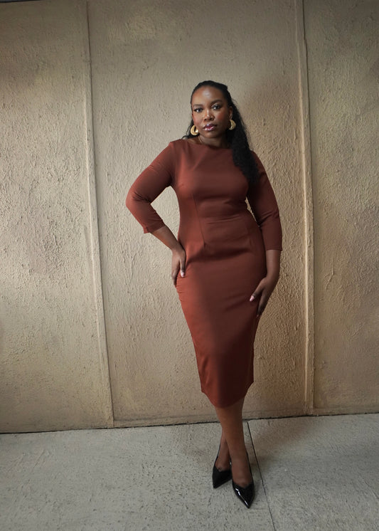 Essential Midi Dress Brown