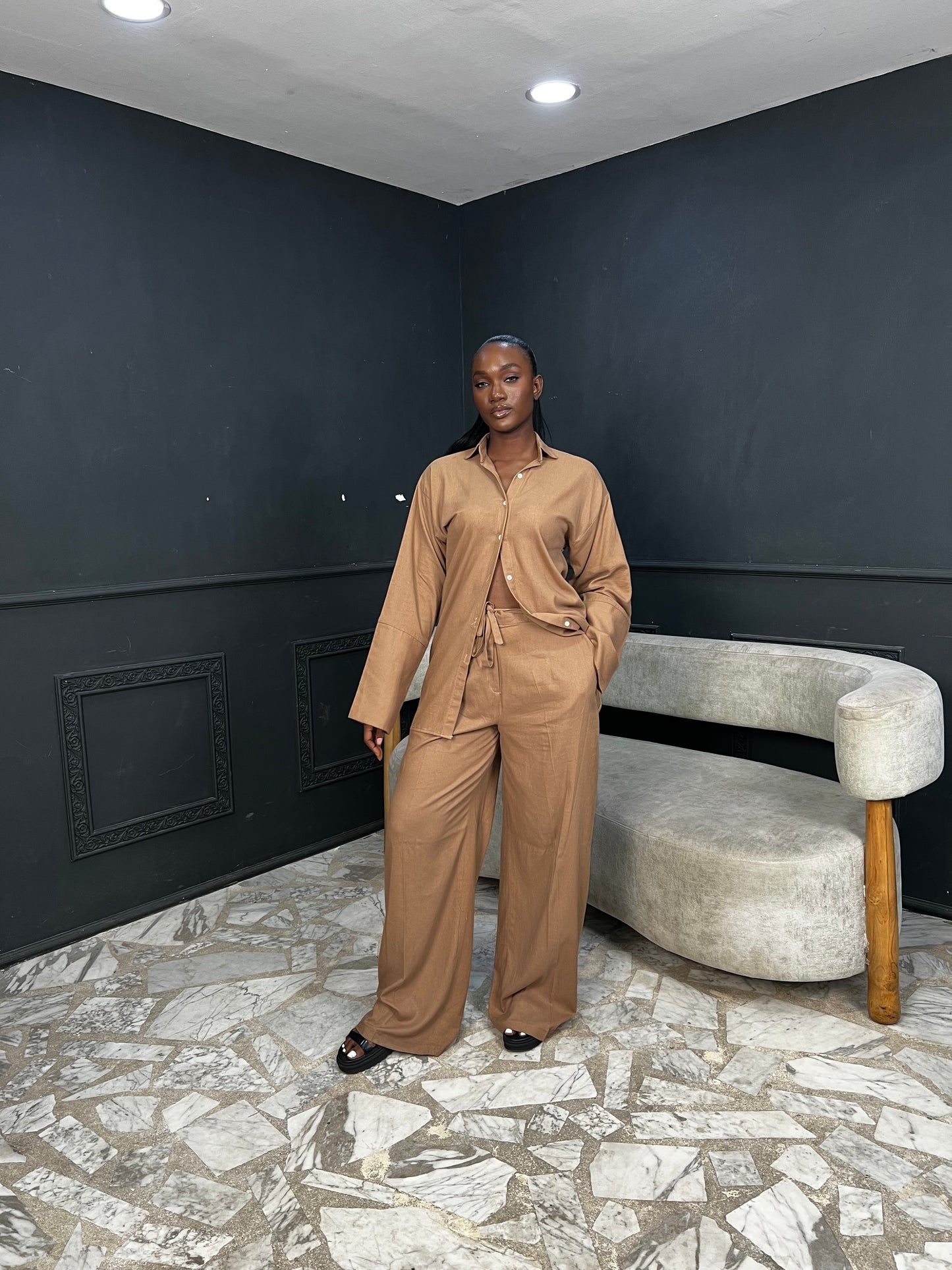 Easy pants linen Nude