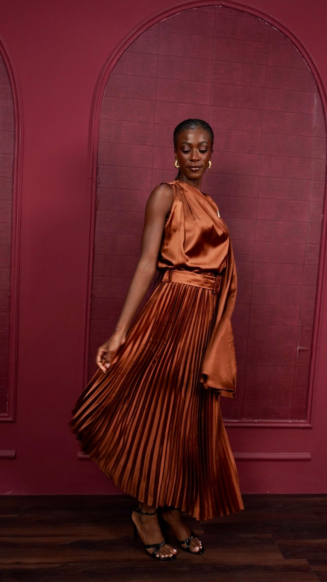 Sequoia Pleated Skirt Rust