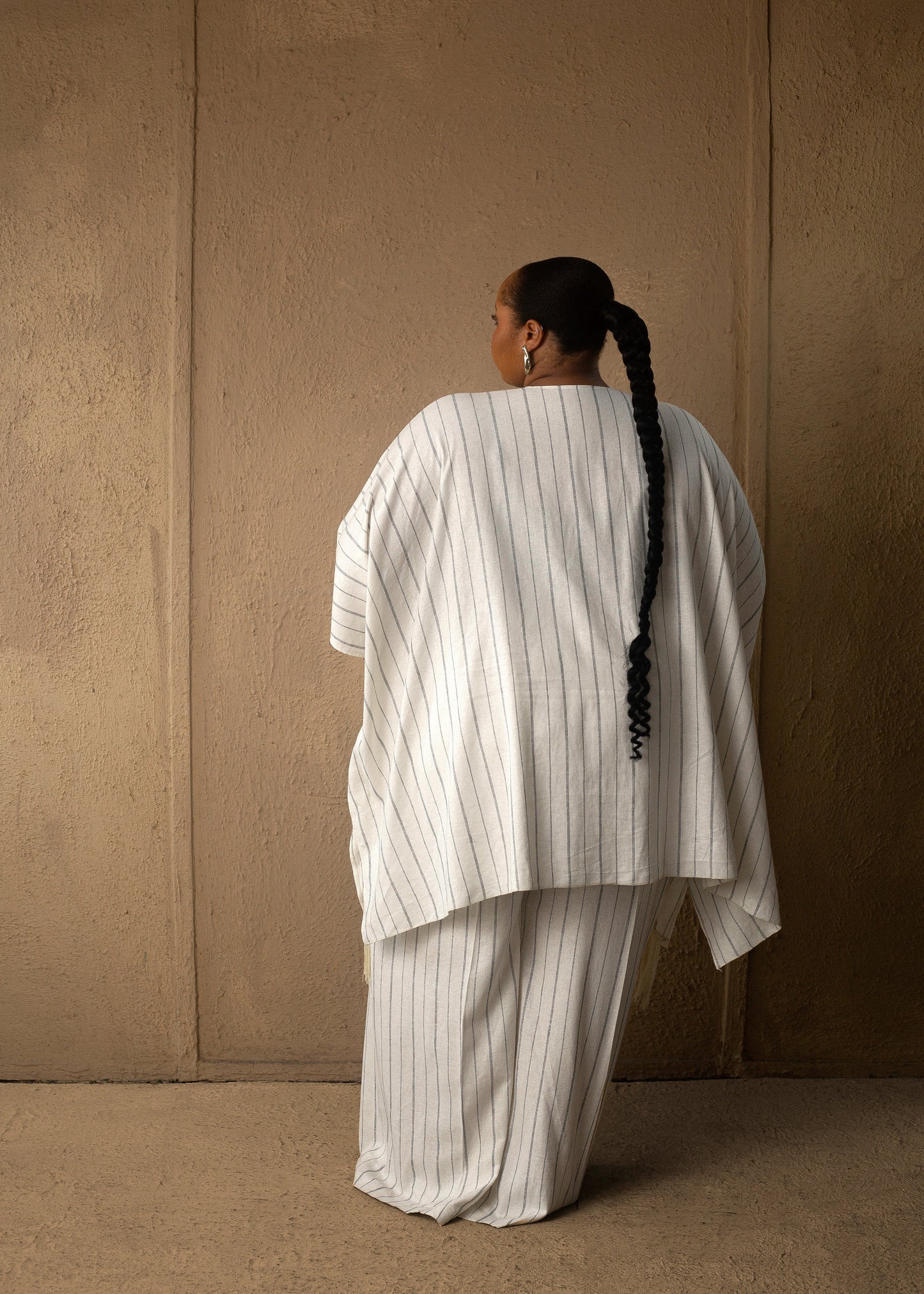 Easy pants linen Blue stripe