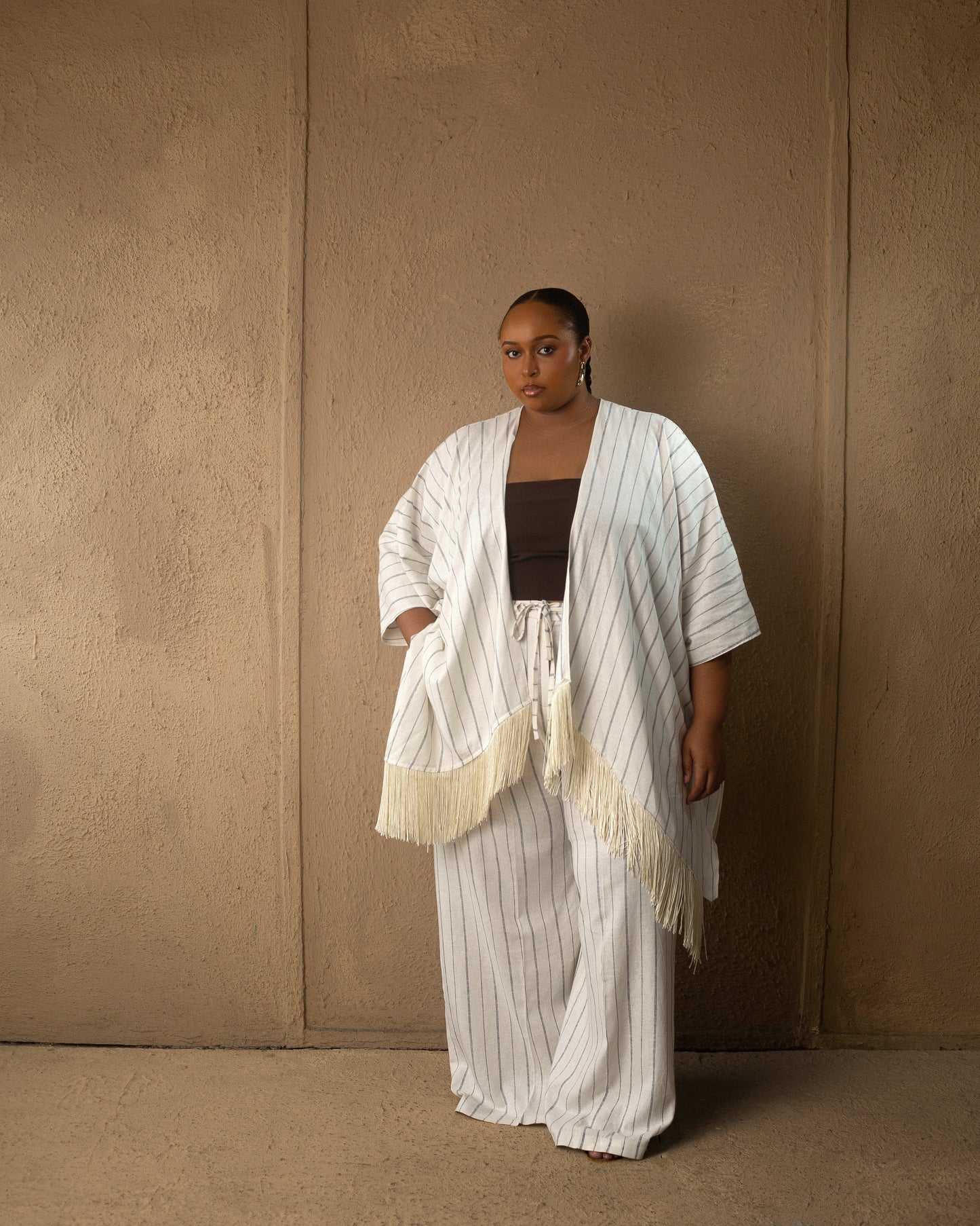 Easy pants linen Blue stripe