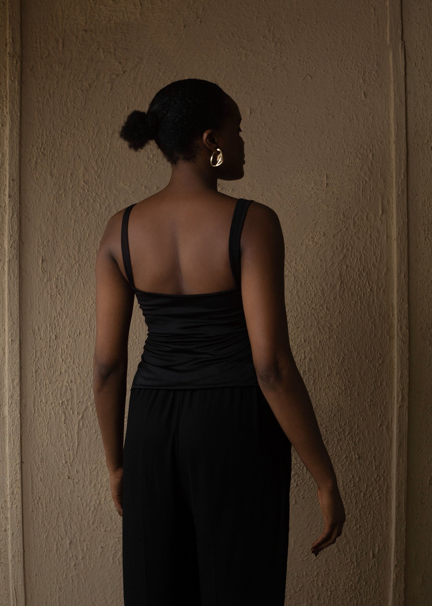 Gold detail Tank Top Black