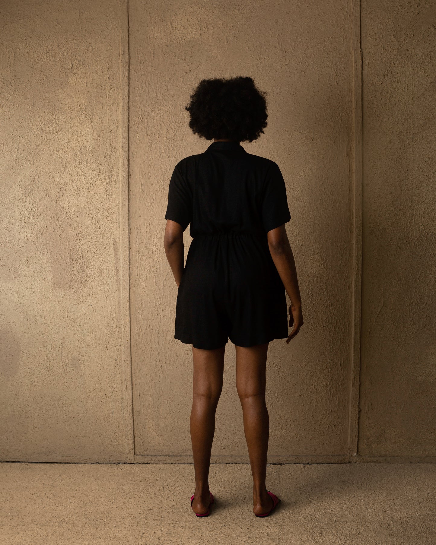 Linen Playsuit Black