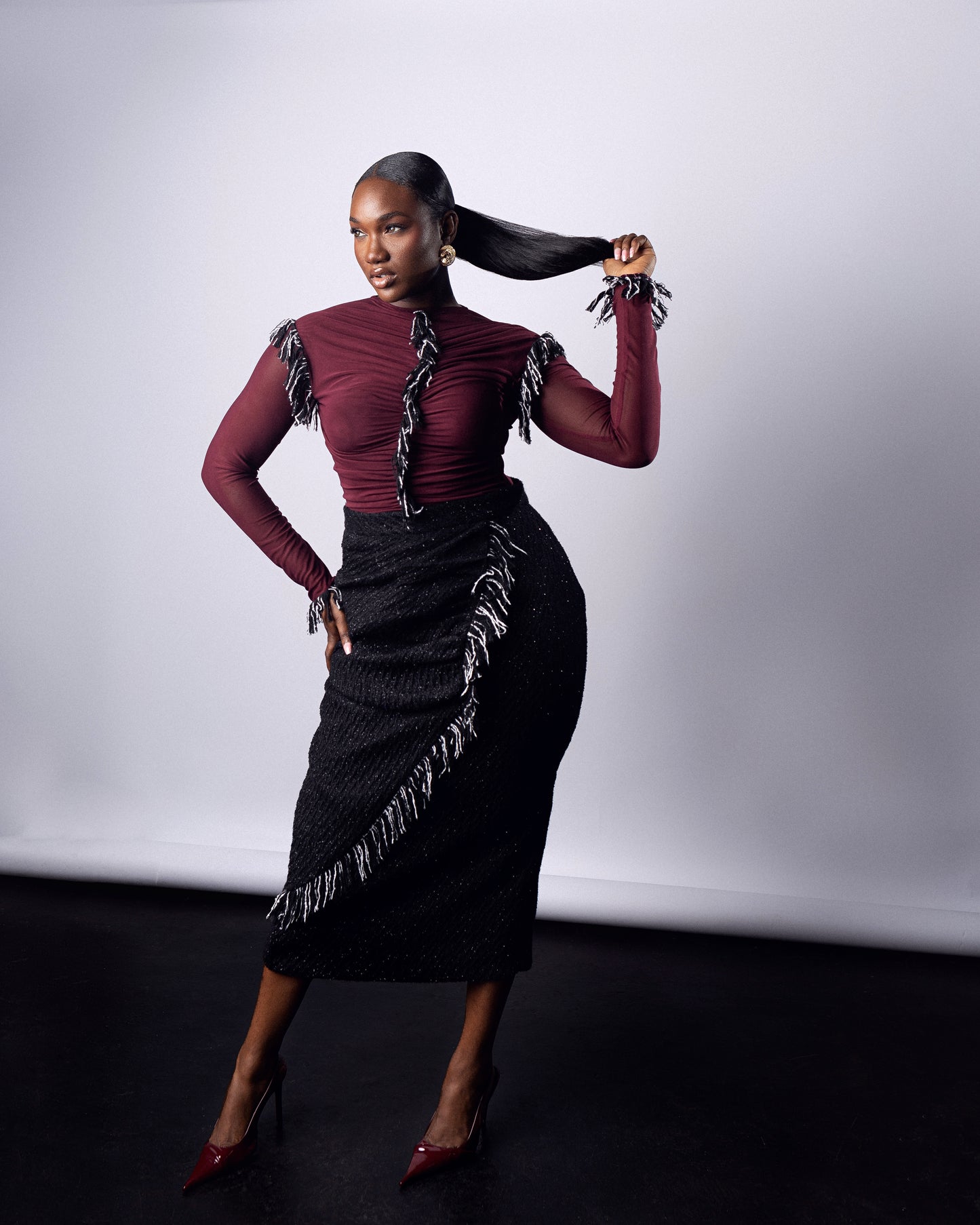 Morin Mesh Top Burgundy