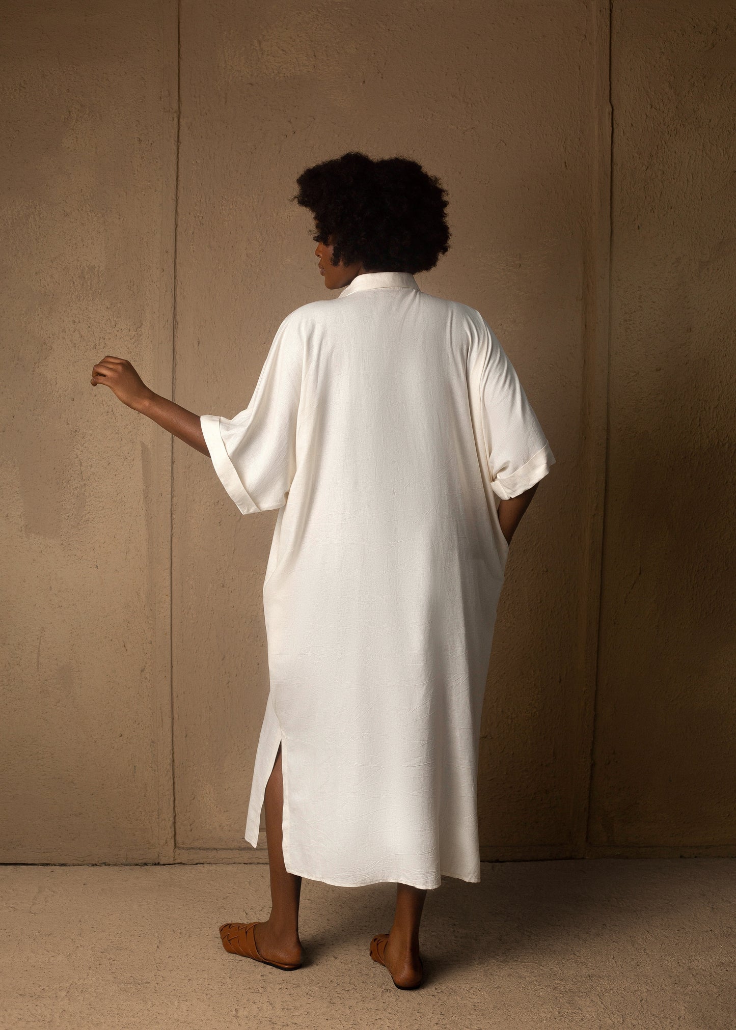 Easy Linen Off White Shirt Dress