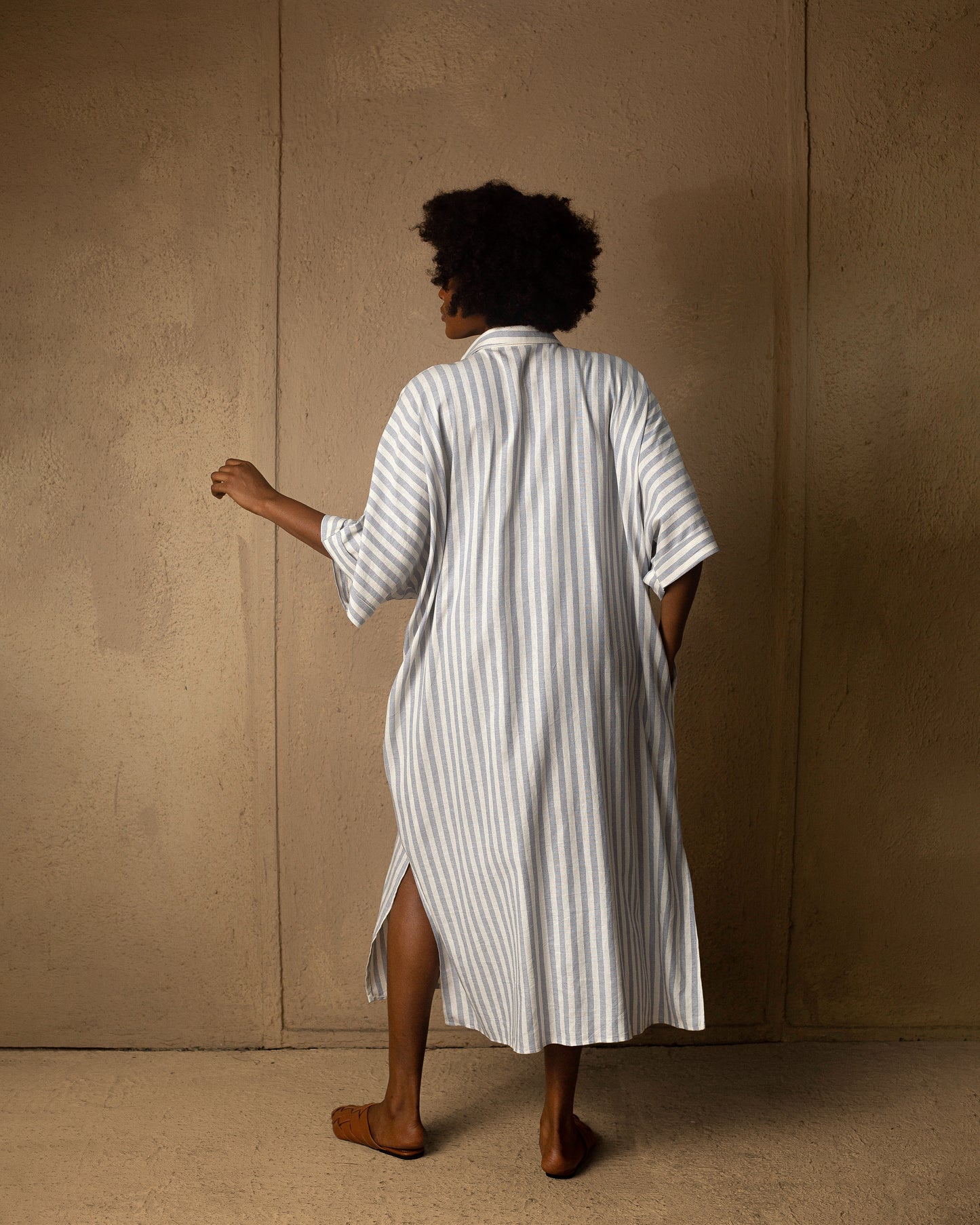 Easy Linen Blue stripe Shirt Dress