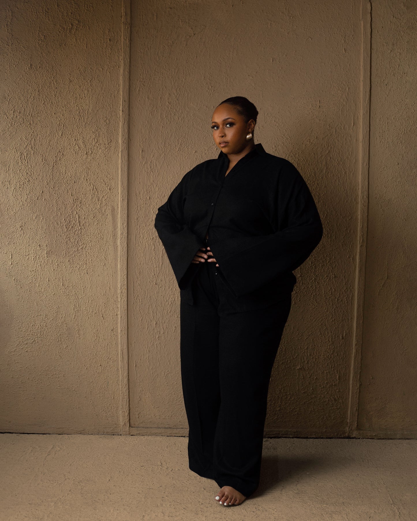 Easy pants linen Black