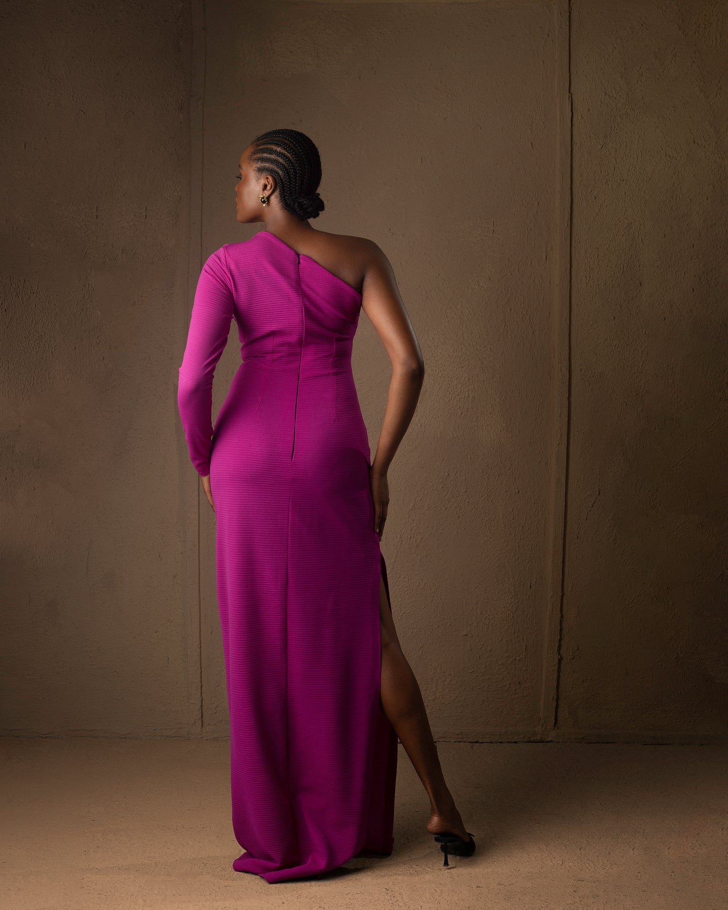 Mono-strap Maxi dress Magenta