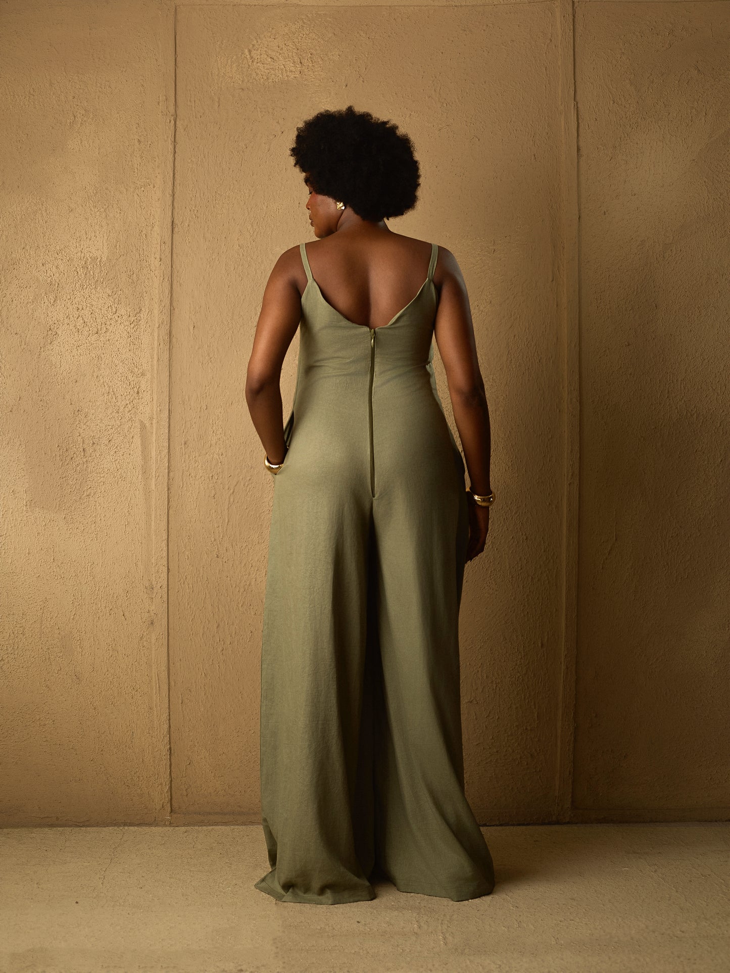 Easy Spaghetti Strap Jumpsuit Sage Green