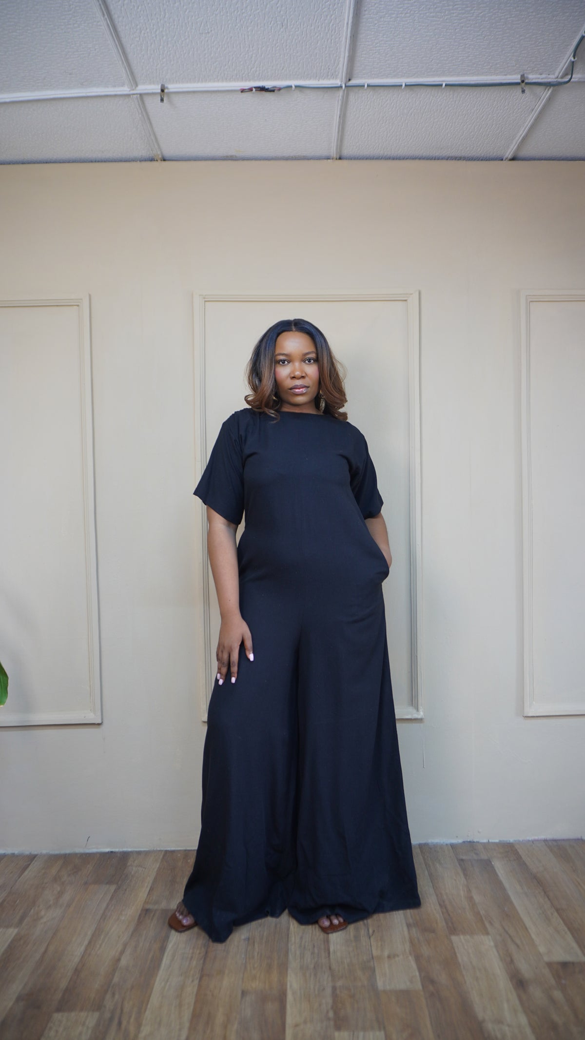 Easy Short Sleeve Jumpsuit Black