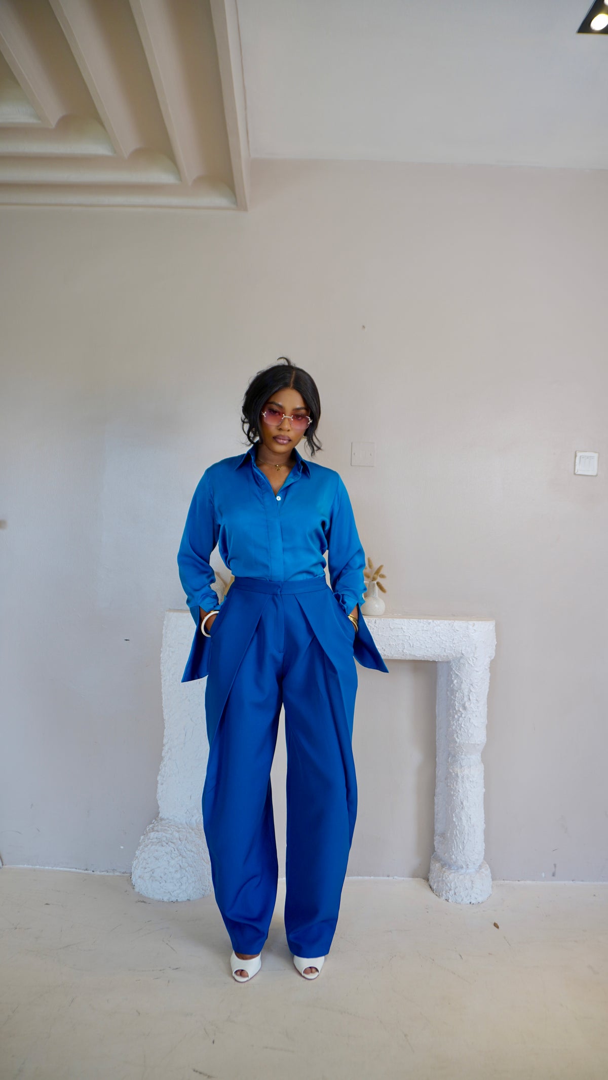 Pleated Barrel Pants Teal