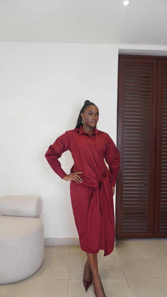 Fatou Shirt Dress Burgundy