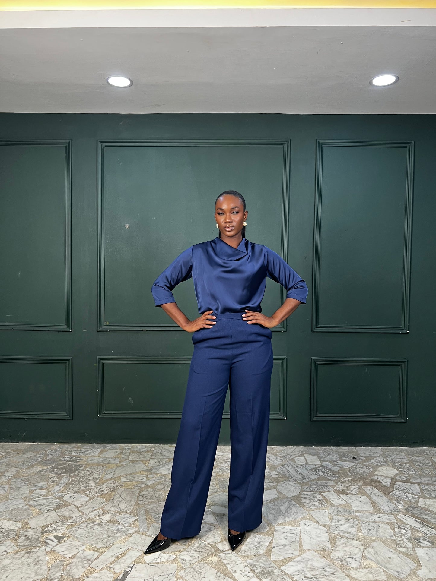 Samira Sleeved Navy Blue
