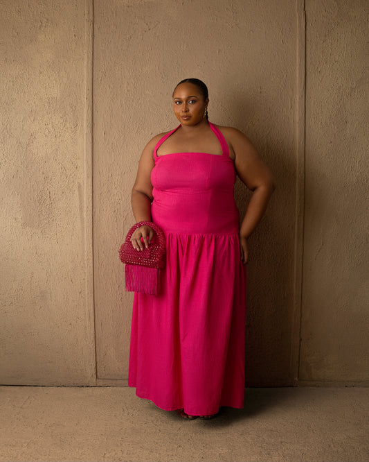 Halter Midi dress Pink
