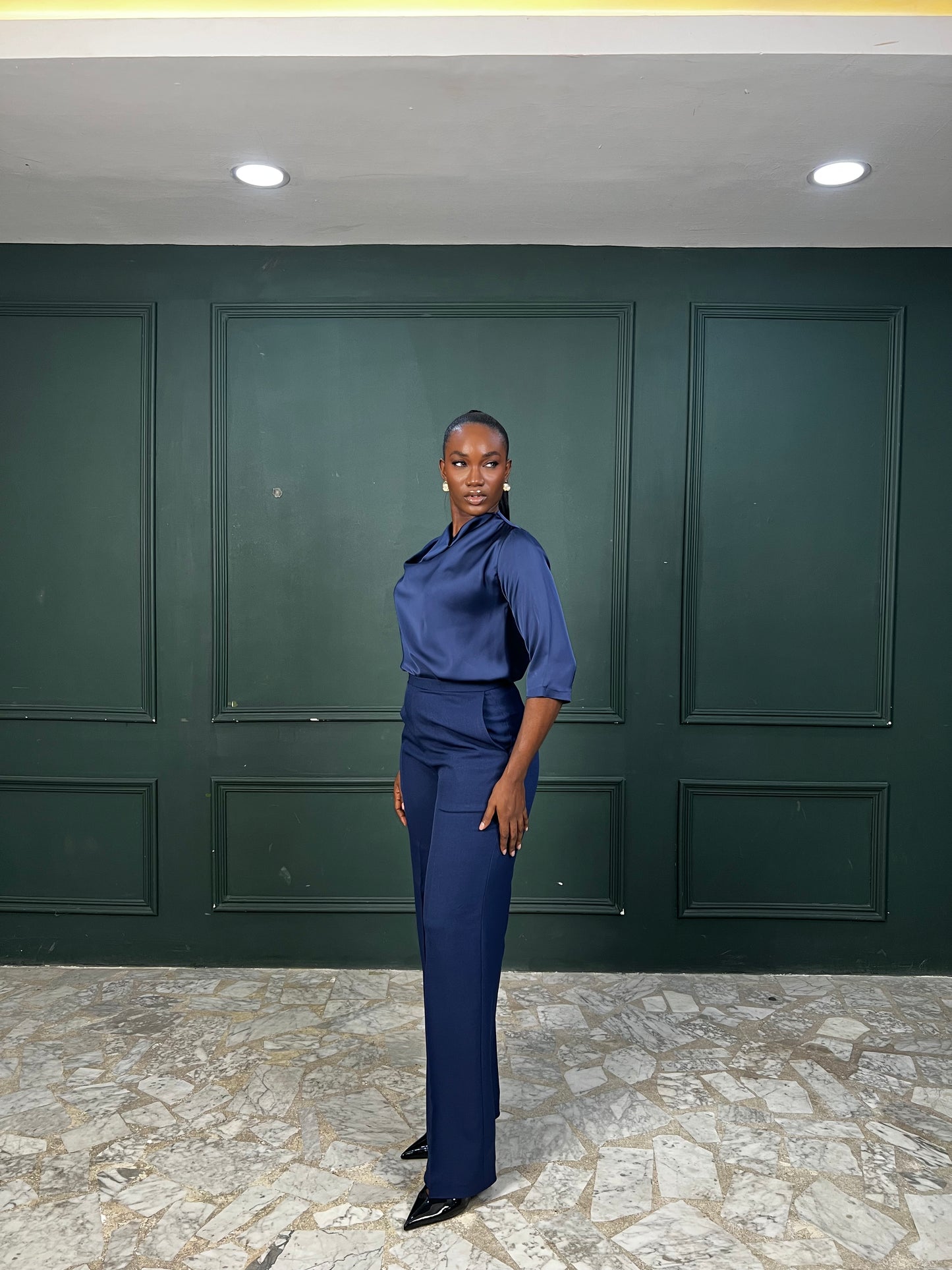 Samira Sleeved Navy Blue