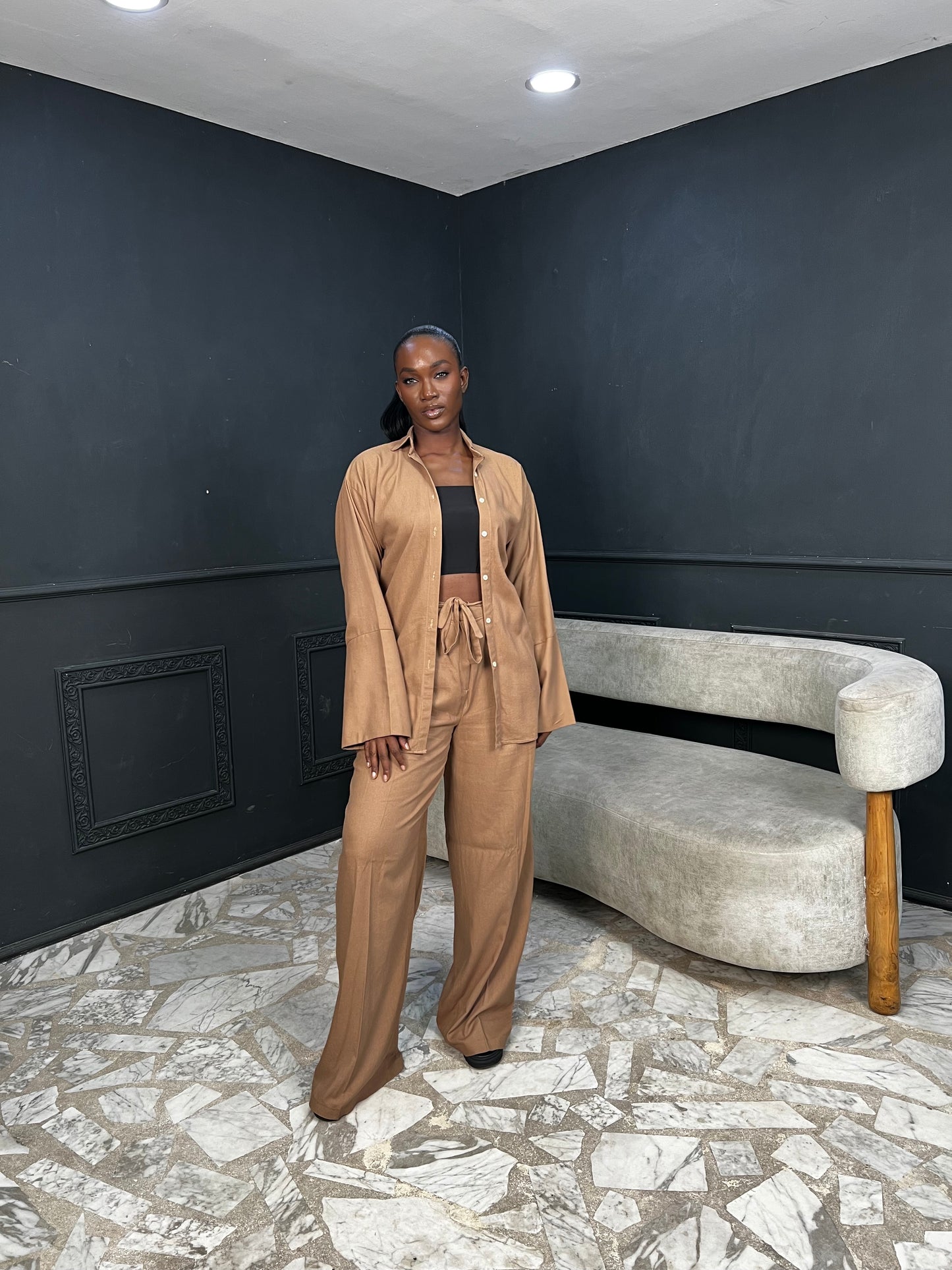 Easy pants linen Nude
