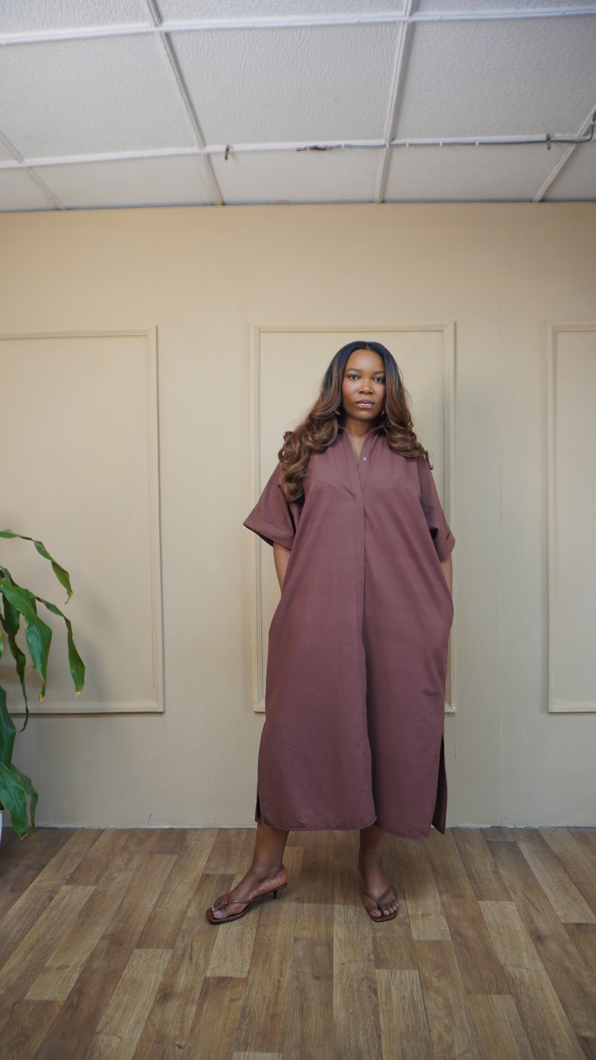 Easy Shirt Dress Brown