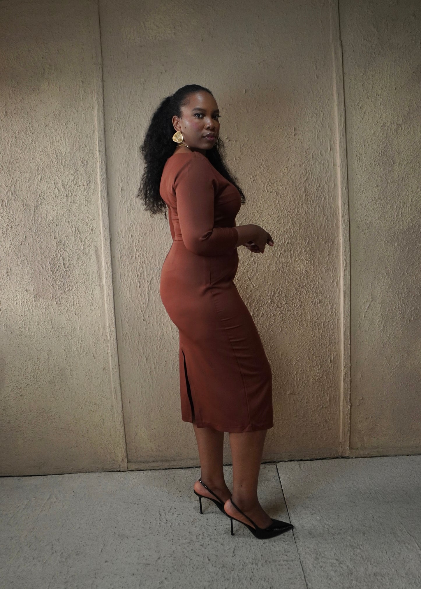Essential Midi Dress Brown