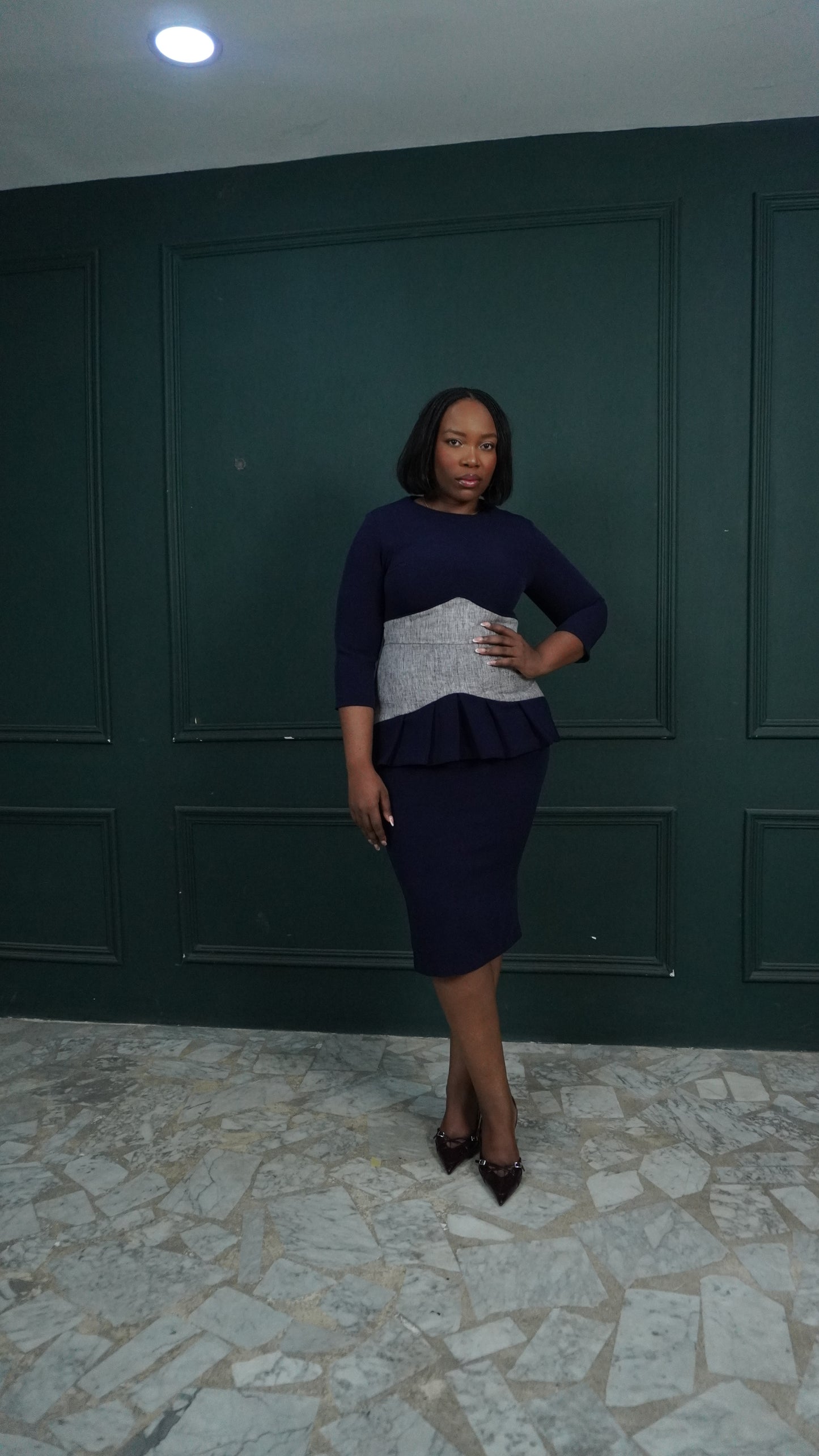 Edima Dress Navy Blue/Grey