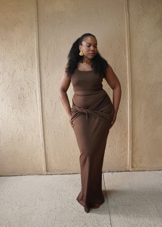 Gold detail Tank Top Brown