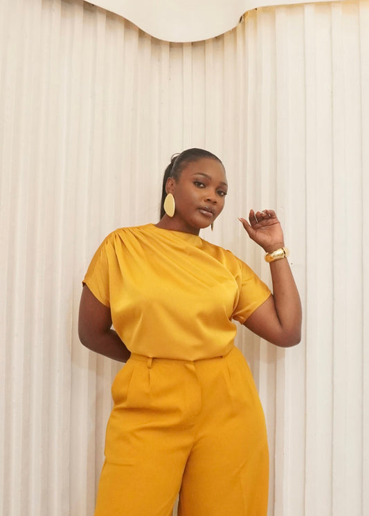 Draped Blouse Mustard