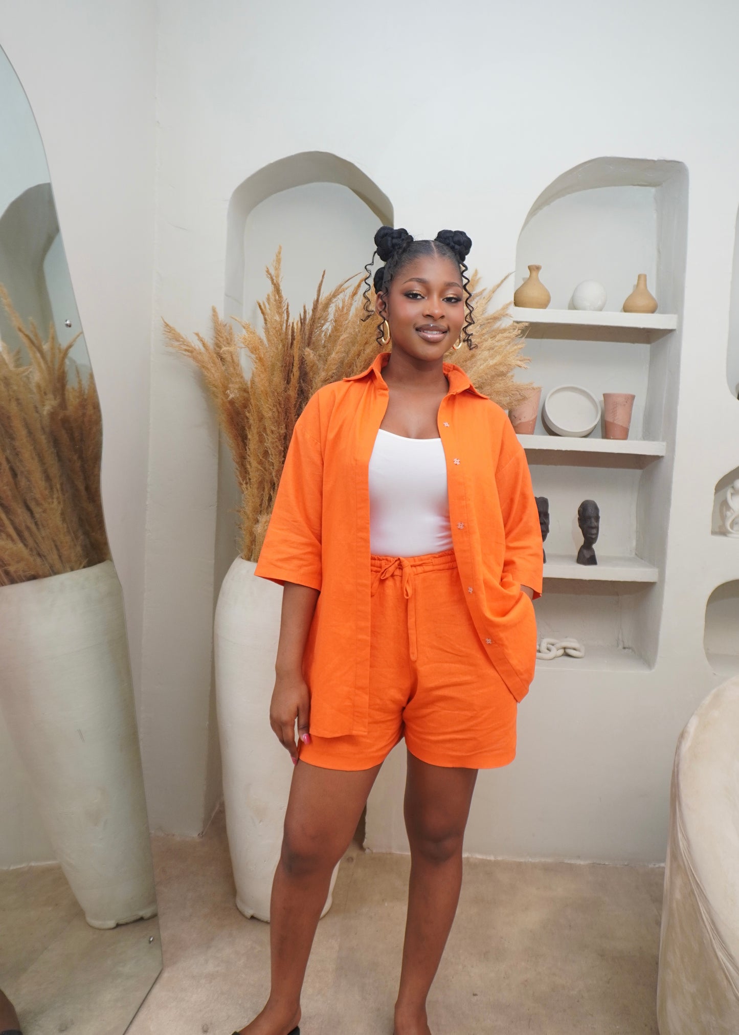 Easy Linen Short Set Orange