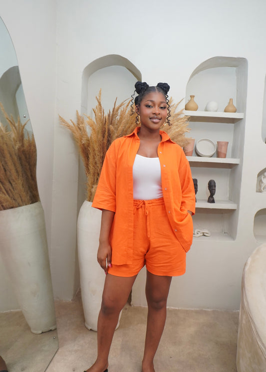 Easy Linen Short Set Orange