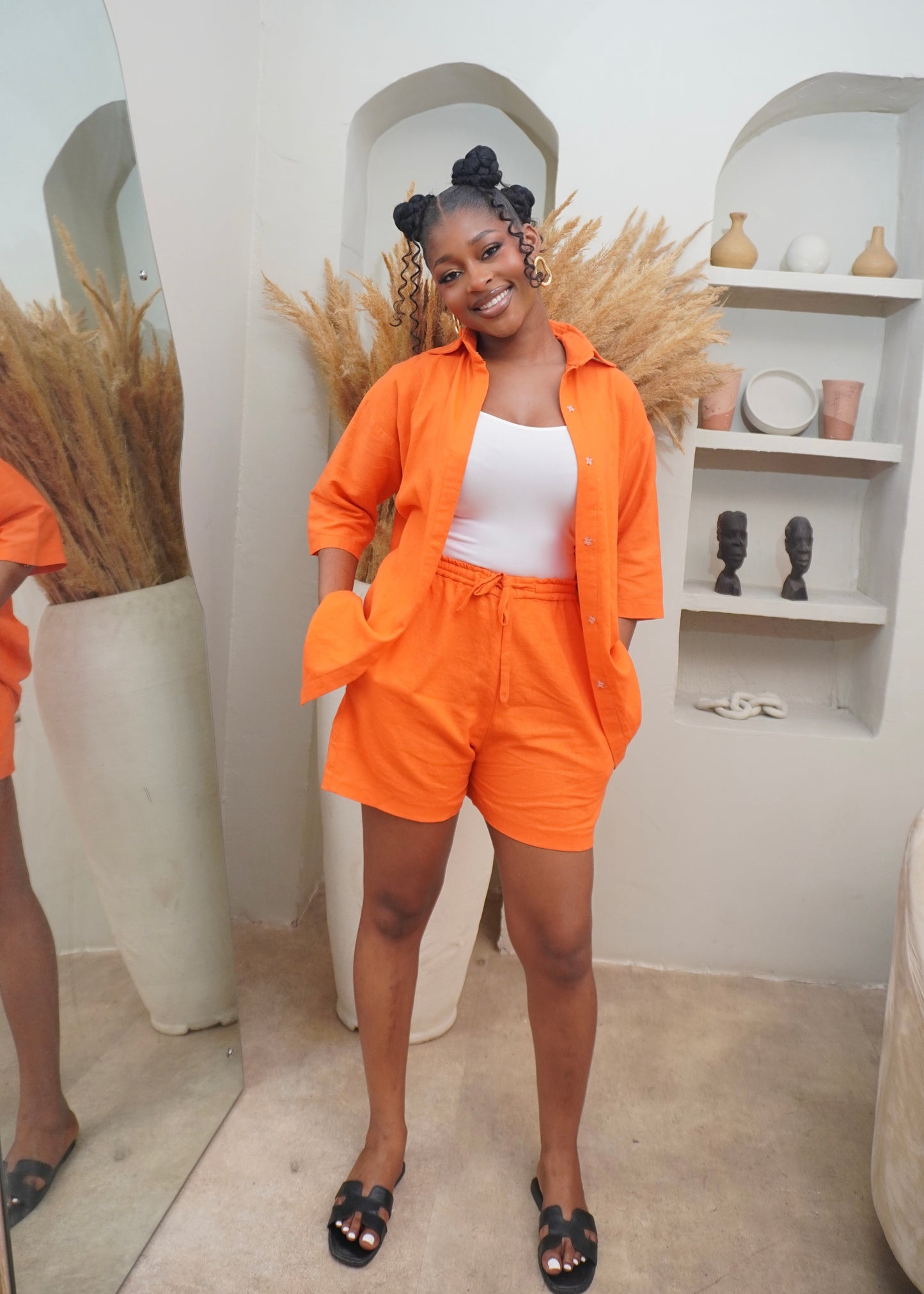 Easy Linen Short Set Orange