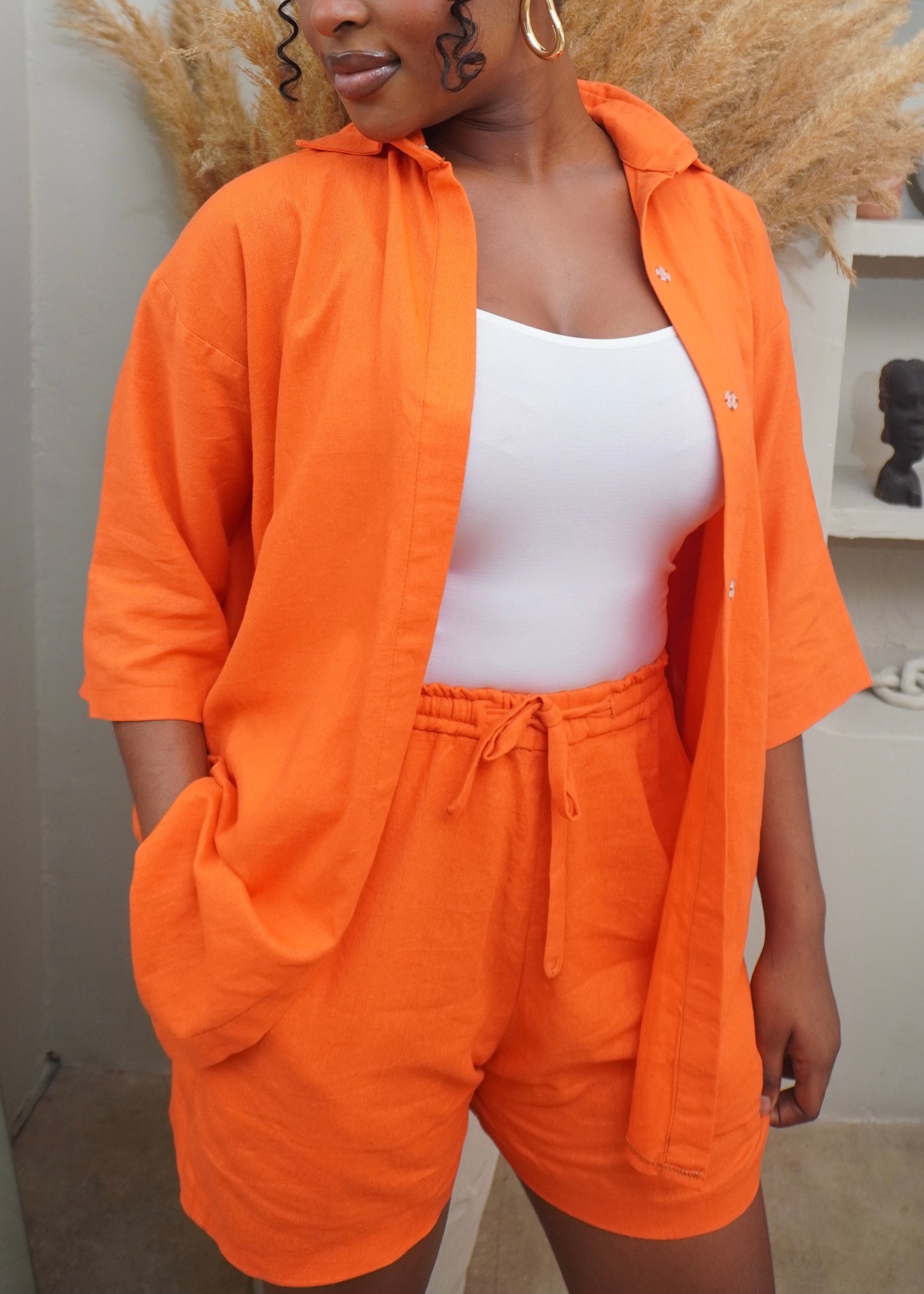 Easy Linen Short Set Orange