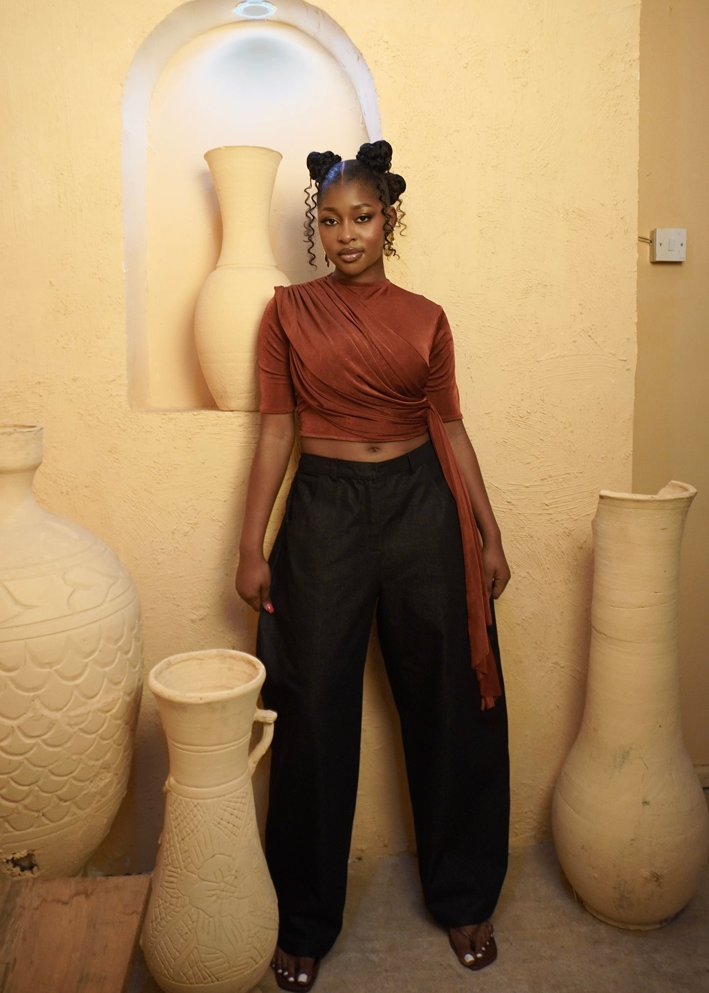 Draped Ruched Tee Copper