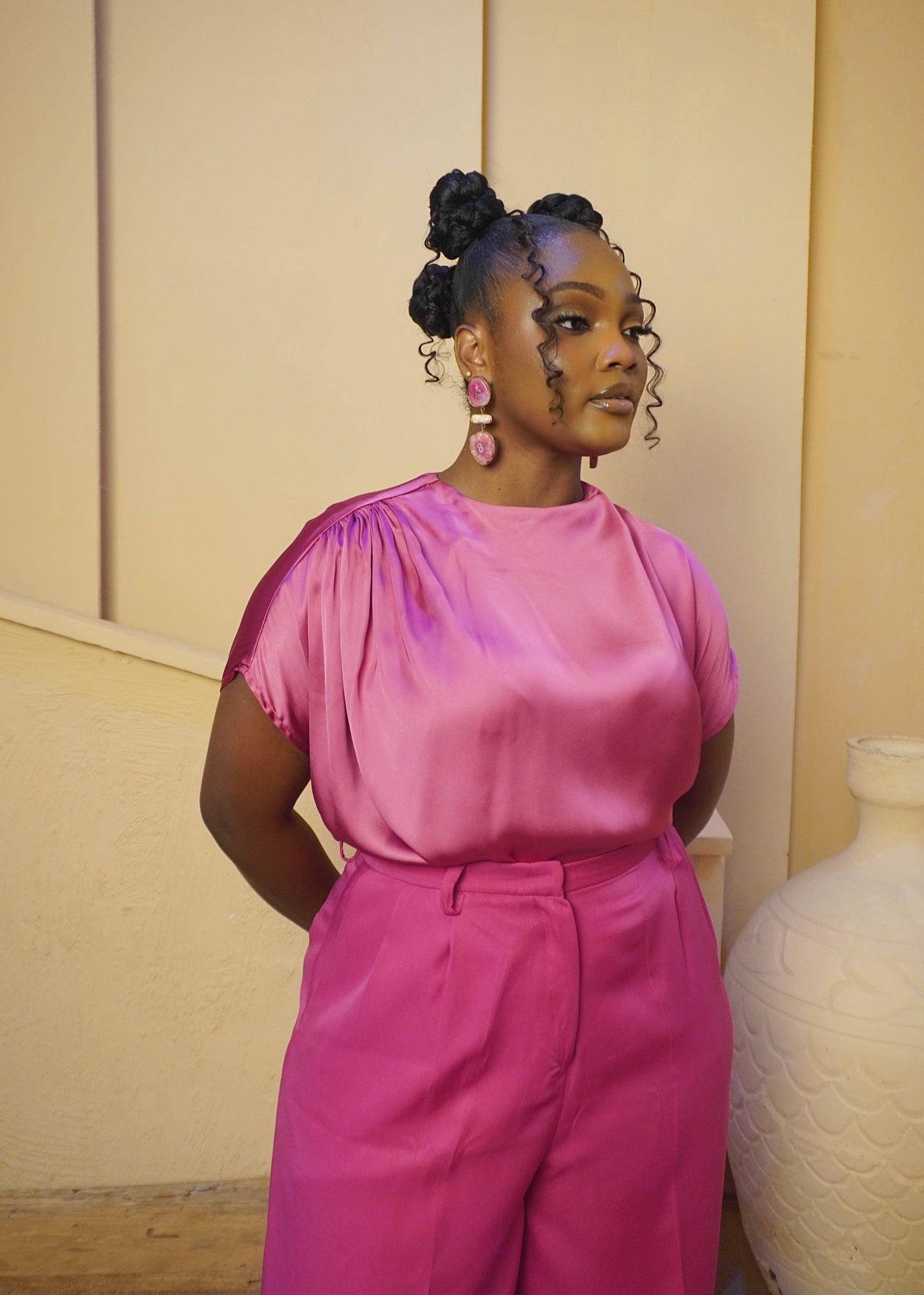 Draped Blouse Magenta