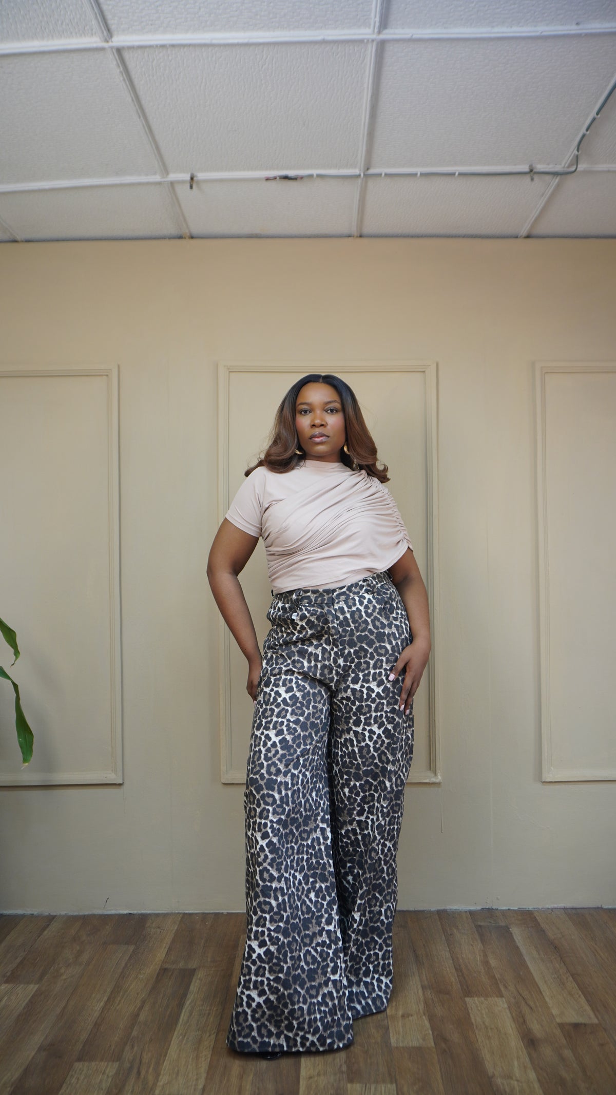 Wide Leg Denim Animal Print
