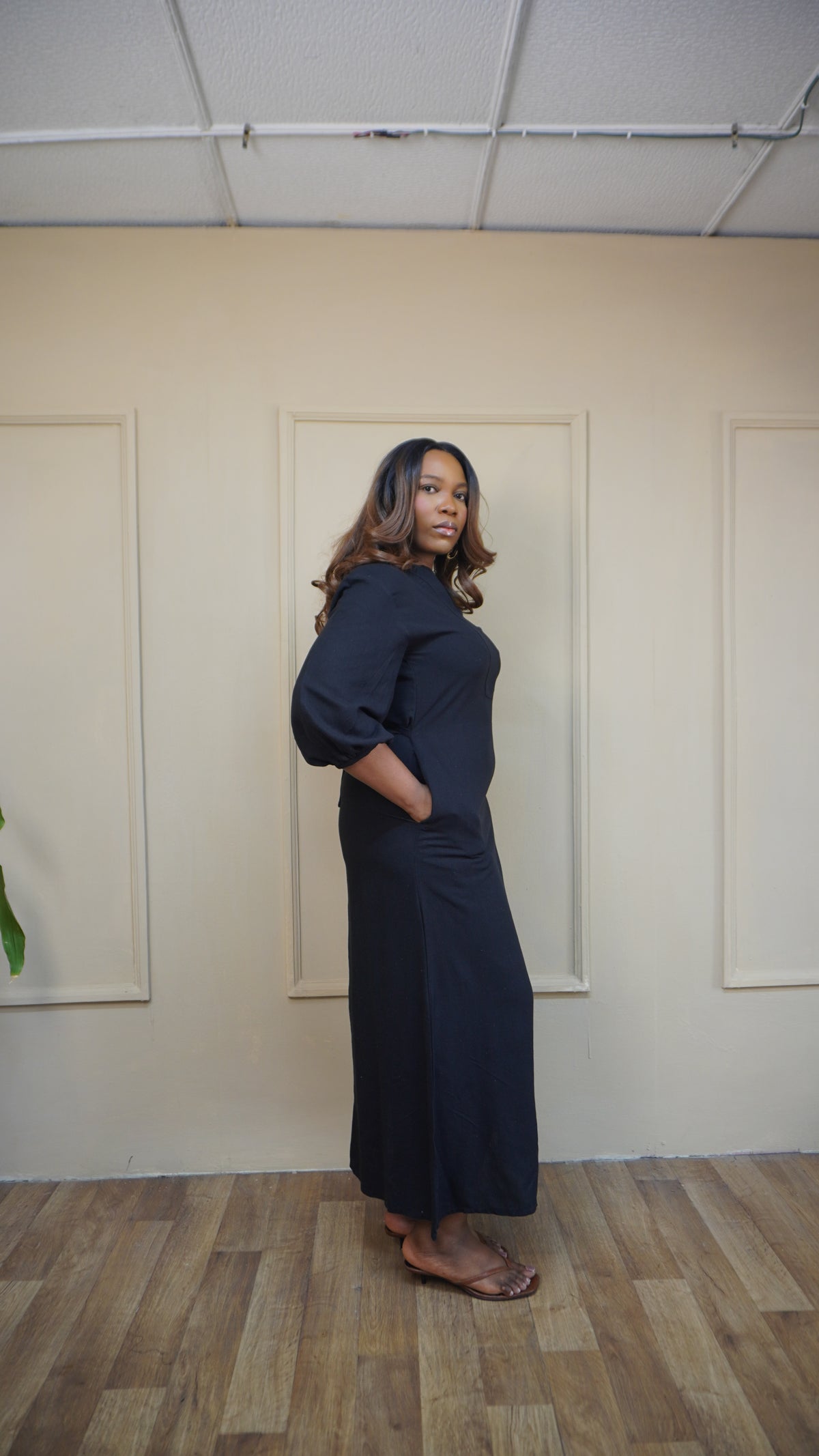 Linen Shift Dress Black