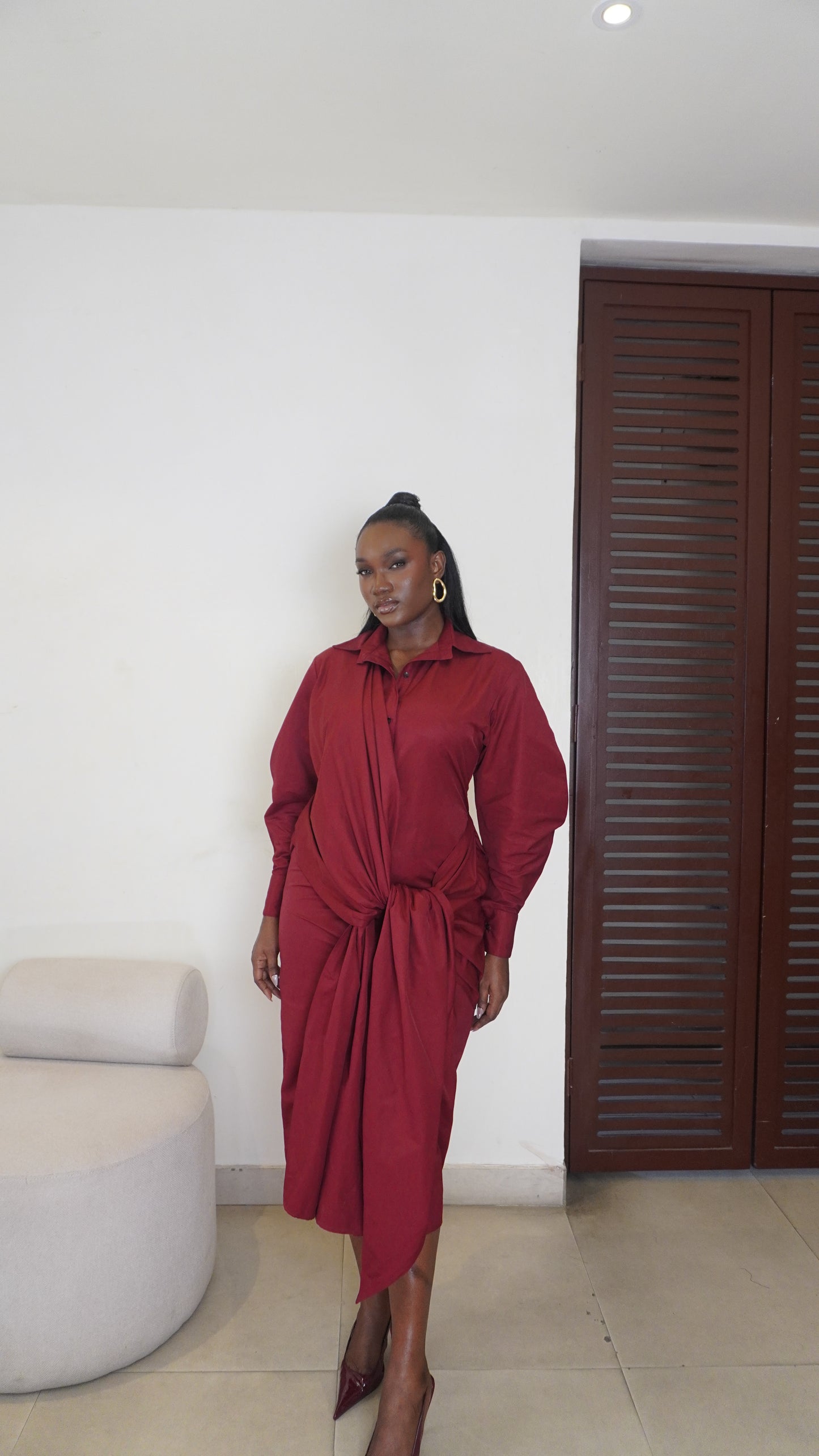 Fatou Shirt Dress Burgundy