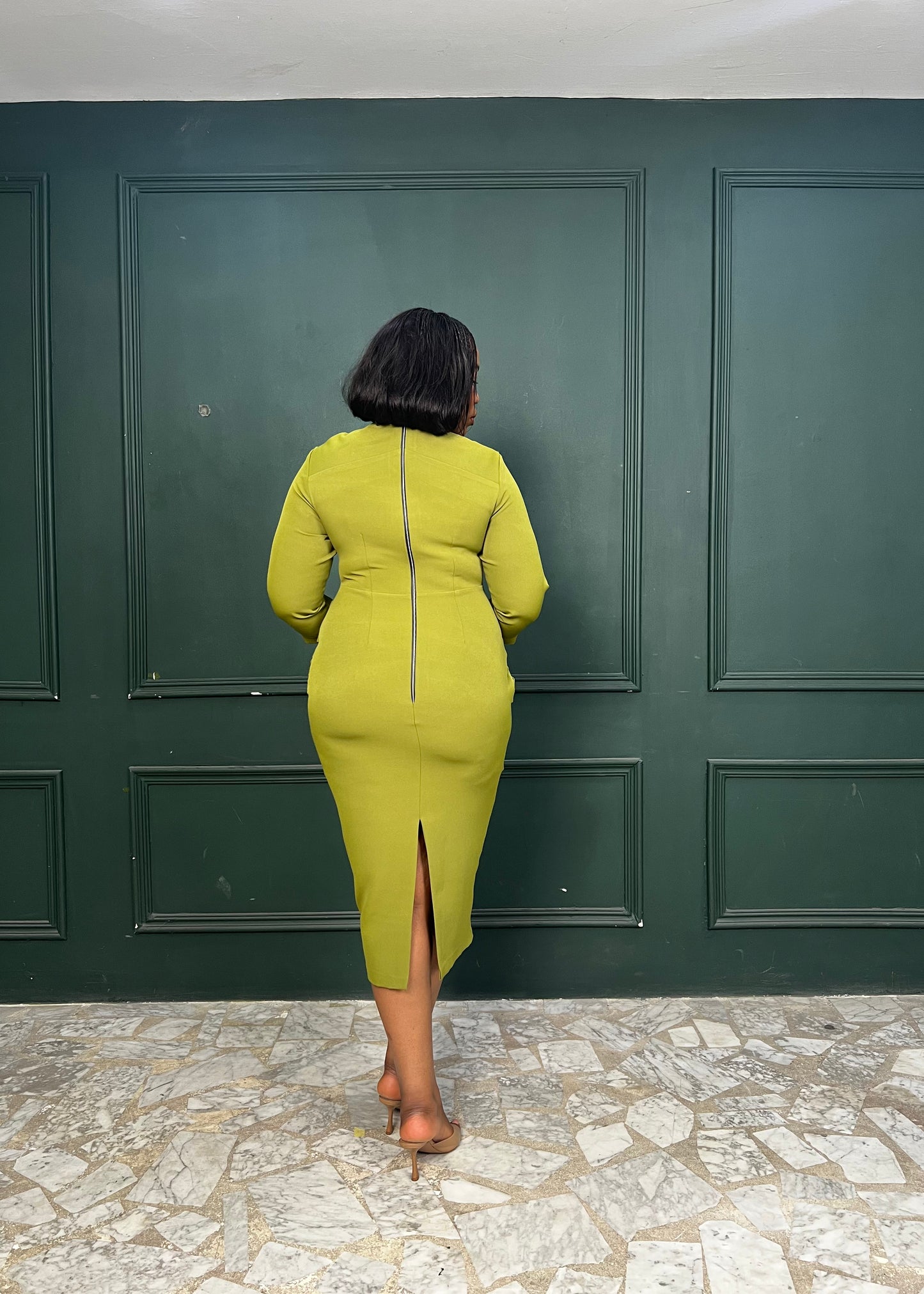 Kosi Dress Sleeved Olive Green