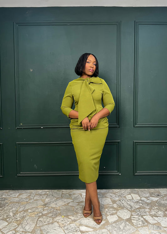 Kosi Dress Sleeved Olive Green