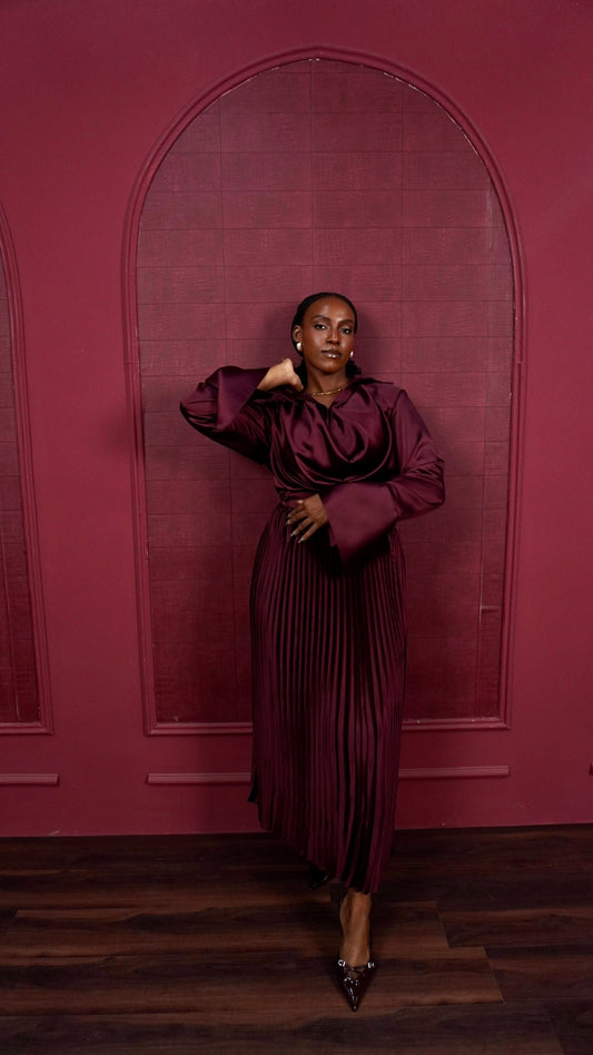 Sequoia Pleated Skirt Burgundy