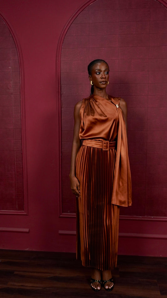 Sequoia Pleated Skirt Rust