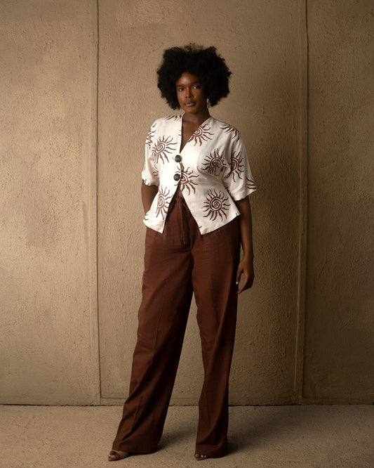Easy pants linen Brown
