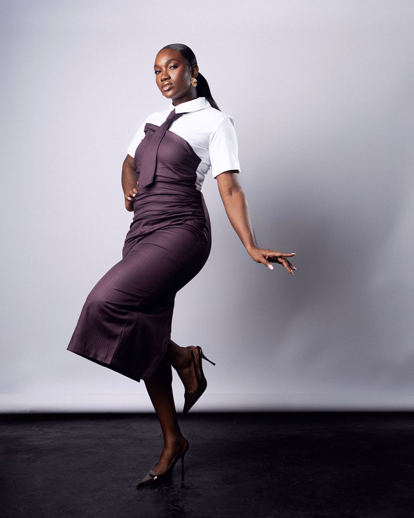Abisoye dress White/Plum
