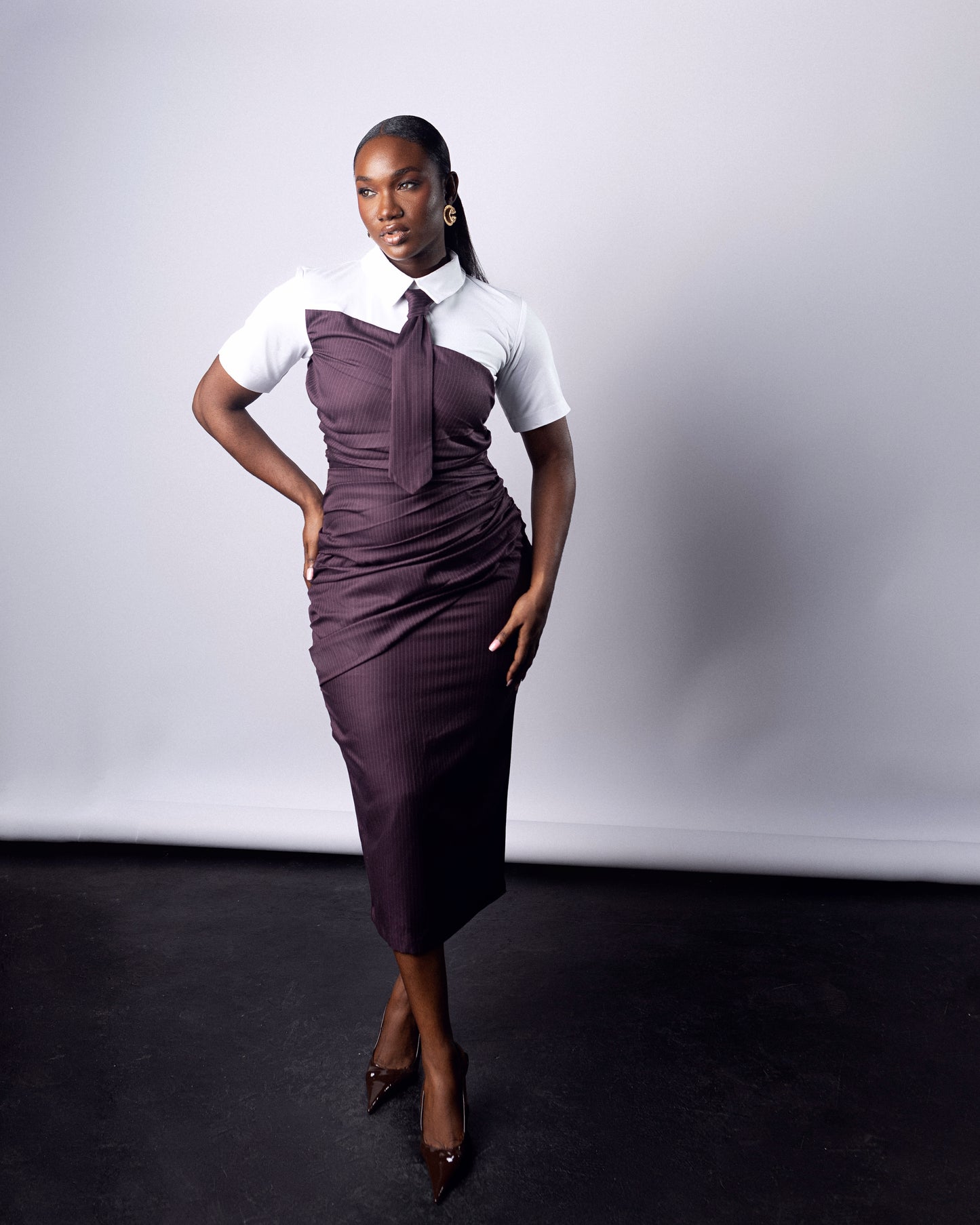 Abisoye dress White/Plum