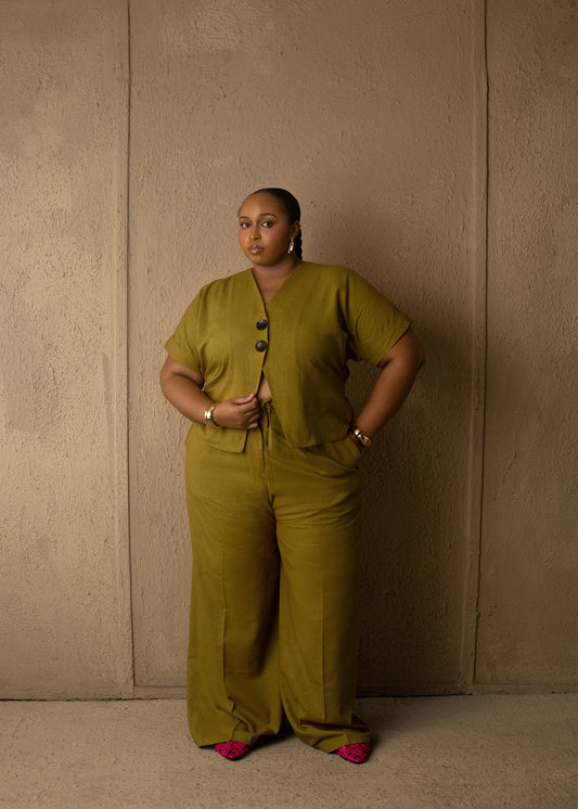 Easy pants linen Olive