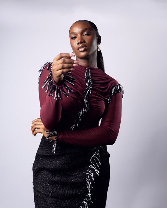 Morin Mesh Top Burgundy