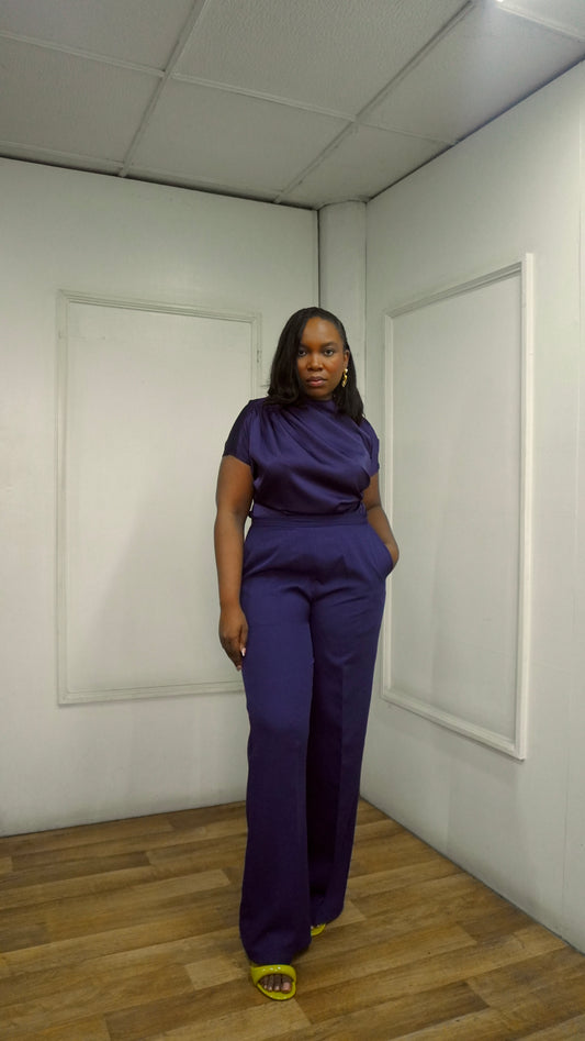 Draped Blouse Navy