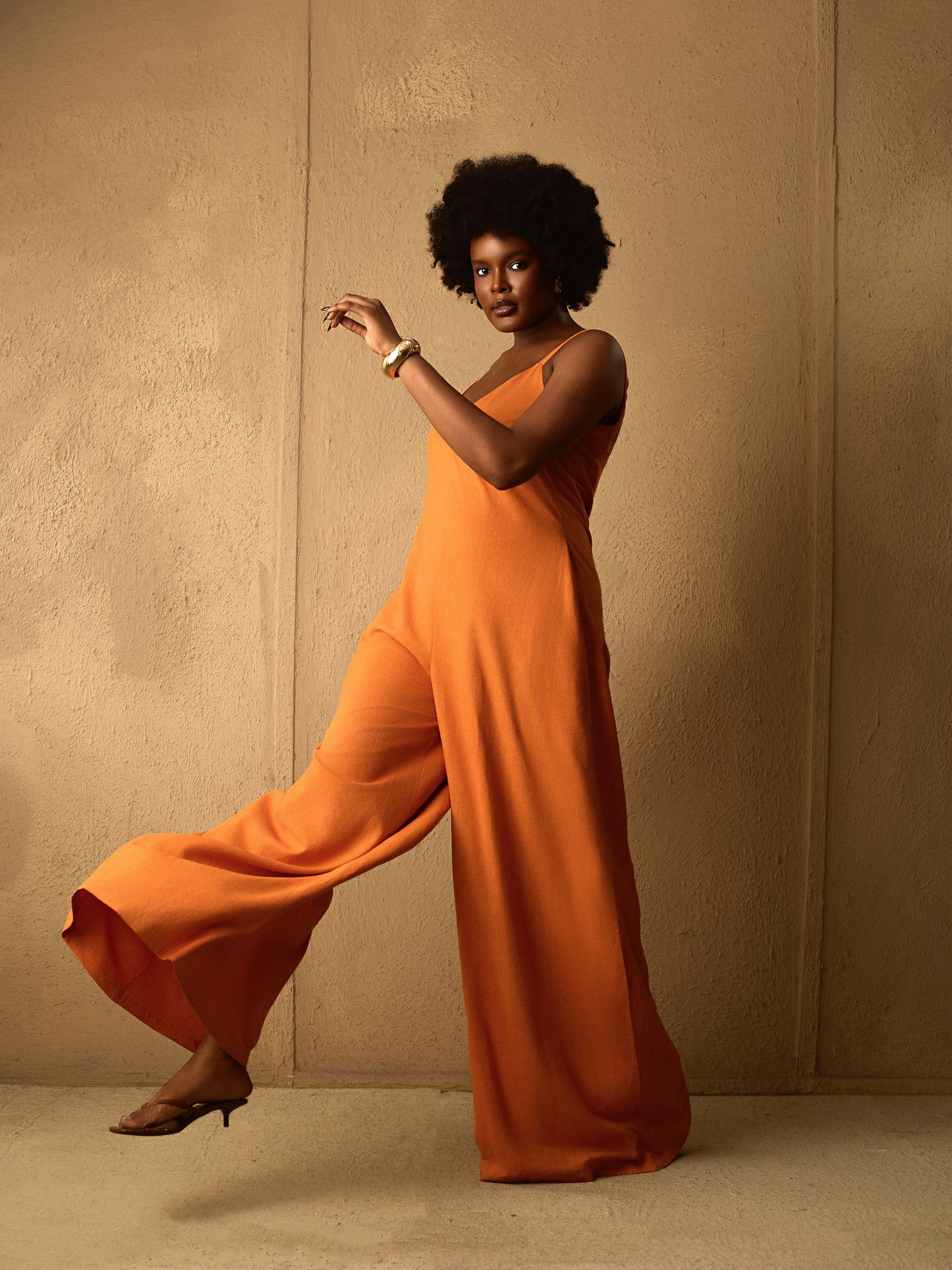 Easy Spaghetti Strap Jumpsuit Orange