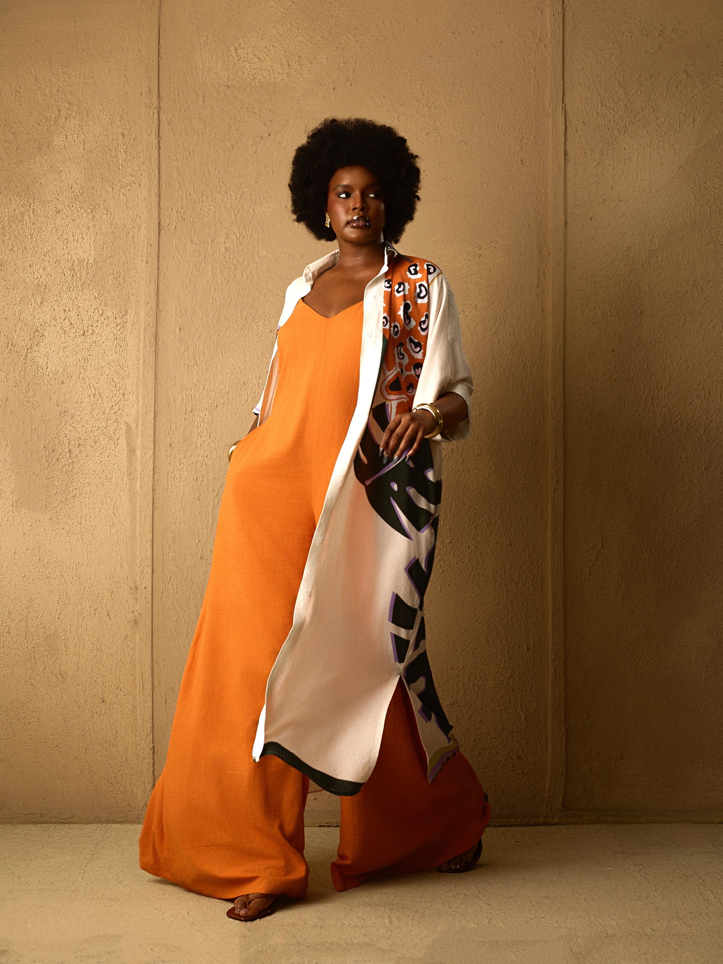 Easy Spaghetti Strap Jumpsuit Orange