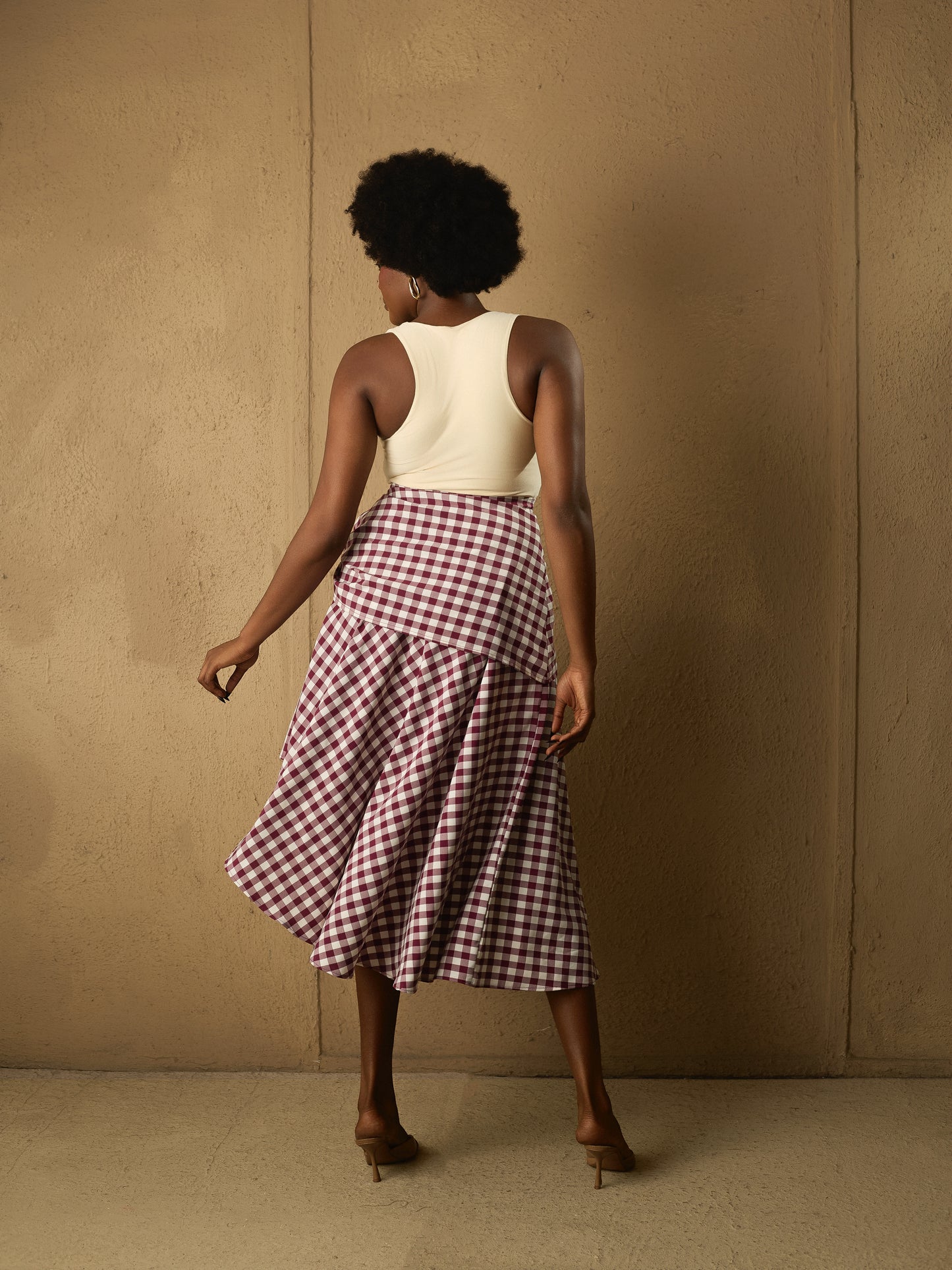 Assymetric Flare Skirt Burgundy